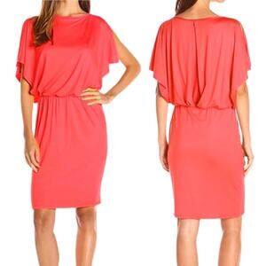 TRINA TURK Blouson Split Sleeve Sheath Dress Coral Jersey Resortwear